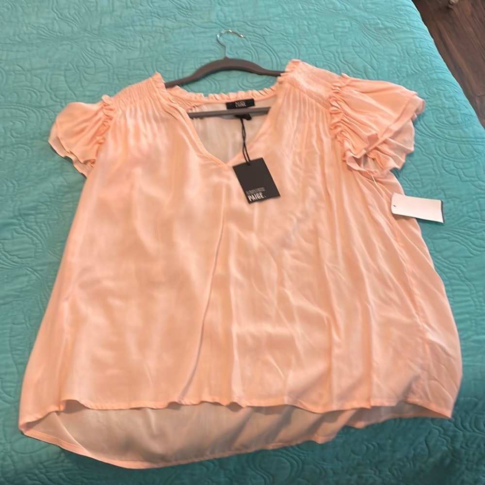 PAIGE Laramie Ruffle Blouse In French Pink | NWT